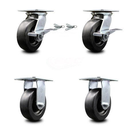 Service Caster 6 Inch Polyolefin Caster Brakes/Swivel Locks and 2 Rigid, 2PK SCC-35S620-POR-SLB-BSL-2-R-2